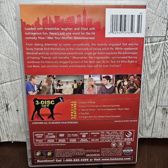 How I Met Your Mother Season 4 DVD 3-Disc Set The Awesome Season 4 - Picture 5 of 7